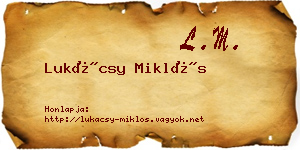 Lukácsy Miklós névjegykártya